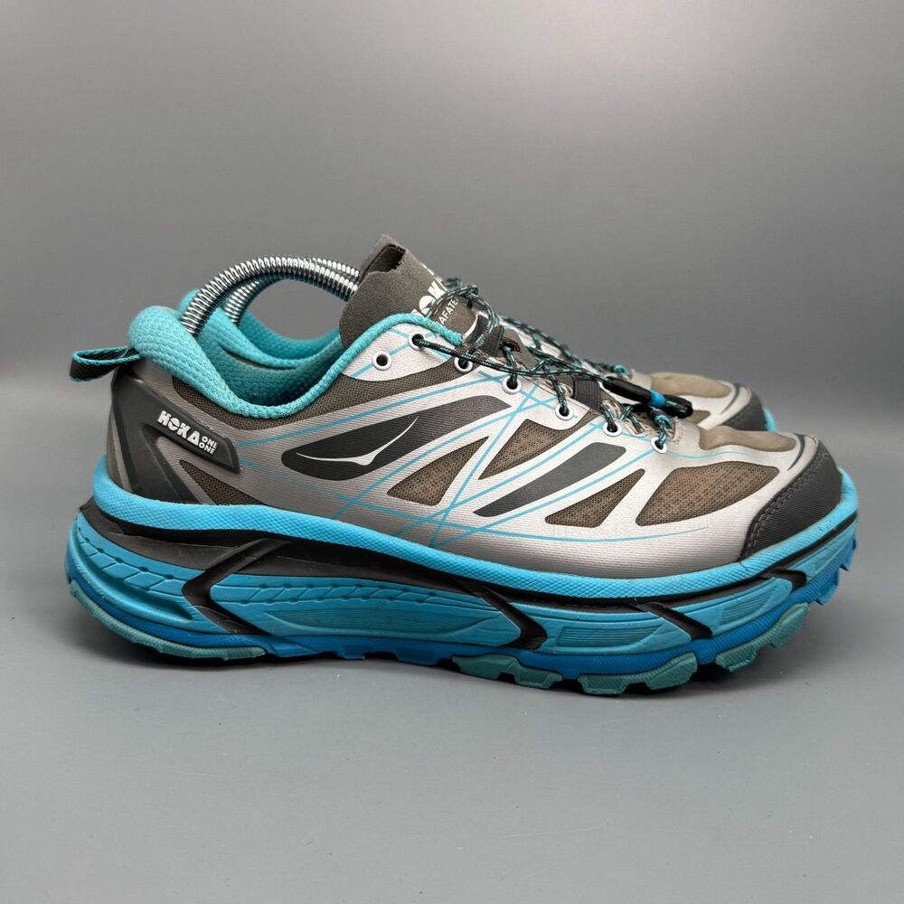 Hoka One One Mafate Speed Women's 10 Gray Blue Trail Running Sneakers Low Top